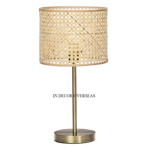 Base hecha de madera de ratán de alta calidad estándar con lámpara de lujo de decoración para sala de estar de hogar y Hotel más exigente de Color blanco - Product Image 3