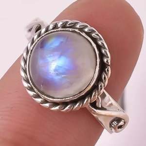 Rainbow Moonstone 925 Sterling Silver Handmade <b>Statement</b> <b>Ring</b> Men's Boho June Birthstone Jewelry Perfect Gift for Her Birthday - Product Image 2