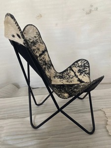 Handmade Black Leather Butterfly <b>Chair</b> with Antique Design Hand Stitch for Dining Outdoor Bedroom Leisure-Original Indian Hide - Product Image 4