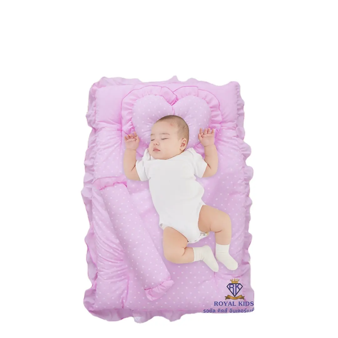 AR002ชุดที่นอนนอนหลับของทารกแรกเกิดชุดที่นอนมีที่นอน, หมอนหลุม, หมอนข้างพับเก็บได้, ง่ายต่อการพกพา.น้ำยางฟรี