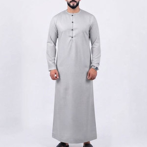 Refined Cotton Arabic <b>Thobe</b> for <b>Men</b> Elegant Traditional Breathable Lightweight Long Sleeve Ankle Length Design with Crew Neck - Product Image 1