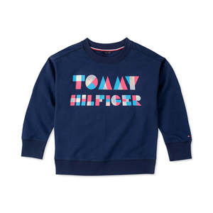 Felpa con cappuccio in maglia blu navy con logo Tommy Hilfiger per bambine e bambini, taglia 6X, con cerniera, per primavera e inverno - Product Image 1