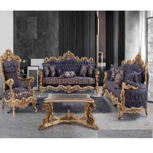 Baroque Style Hand Carved Living Room Furniture Handmade Wooden <b>7</b>-<b>Seater</b> <b>Sofa</b> Set for Home Luxurious Hand Carved Living Room - Product Image 1