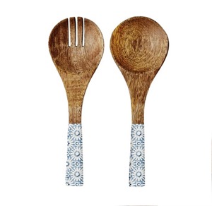 Artisanat indien Incroyable Design Salade Serveur Ensemble Bois Mélange Cuillère Fourchette pour Dîner - Product Image 3