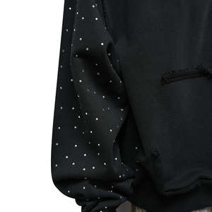 Sudadera con Capucha Extra Grande de Algodón 100% Personalizada OEM con Pedrería, Hombros Caídos, Estilo Urbano, Sudaderas y Hoodies para Hombre - Product Image 4