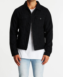 High Quality Luxury Streetwear <b>Punk</b> Denim Custom Logo 100% Cotton Black Zip Winter Thin Reversible Breathable <b>Jacket</b> Men - Product Image 4