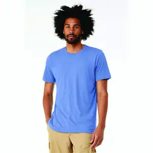 50% Poly 25% Airlume Combed and Ring Spun Cotton 25% Rayon 40 Single 3.8 oz Solid Blue Unisex Triblend Short Sleeves T-Shirt