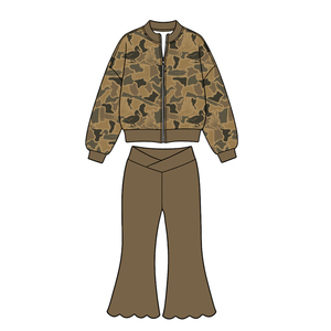 Pre-orden: Conjunto <span class=keywords><strong>de</strong></span> ropa para bebé niña con top <span class=keywords><strong>de</strong></span> manga larga con cremallera y pantalones acampanados elásticos <span class=keywords><strong>de</strong></span> color liso, estilo camuflaje <span class=keywords><strong>de</strong></span> temporada <span class=keywords><strong>de</strong></span> caza - Product Image 2