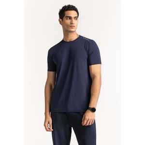 เสื้อยืดฟิตเนสเนื้อผ้าถักสีน้ำเงิน รุ่น AW-TS24-006 ทรงหลวม พิมพ์ลายสกรีน สีพื้น ย้อมสี พิมพ์ลาย เสื้อยืดน้ำหนักมาก บีบอัด - Product Image 2