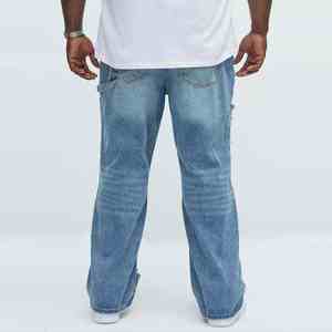 Ropa de calle personalizada para hombre, pantalones vaqueros holgados transpirables, pantalones vaqueros holgados de gran tamaño para hombre, pantalones vaqueros para hombre - Product Image 2