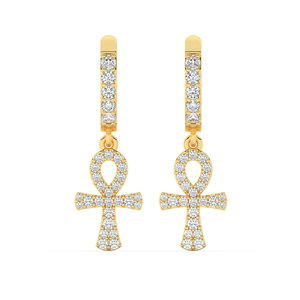 GRA Certified 14k Rose White Gold Plated 925 Sterling <b>Silver</b> Drop Earrings Cute Hip Hop Diamond Cross Design for Women - Product Image 3