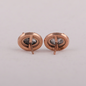 Bijoux d'anniversaire sel poivre ovale coupe diamant boucles d'oreilles avec Lab Made Halo 10KT plaqué or jaune pour les femmes - Product Image 4