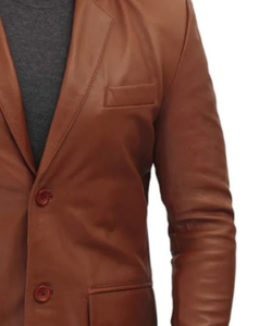 Chaqueta informal ajustada de estilo británico de cuero genuino 100% de alta calidad para hombre, chaqueta de negocios de invierno con bolsillos y forro transpirable - Product Image 4