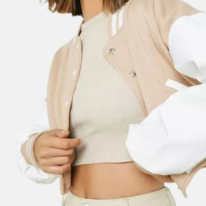 Veste d'université personnalisée | Blousons aviateur en cuir de laine personnalisés pour femmes respirants - Product Image 4