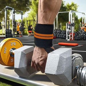 ผ้าพันข้อมือยกน้ำหนักน้ำหนักเบา ระบายอากาศได้ดี ผลิตจากผ้าฝ้าย 100% ป้องกันการลื่น พร้อมตัวล็อค ออกแบบโลโก้ได้ตามต้องการ ใช้ได้กับทุกขนาด - Product Image 1