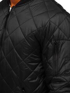 Elegante chaqueta bomber acolchada negra para hombre-Eleva tu armario El estilo clásico se encuentra con la comodidad moderna - Product Image 5