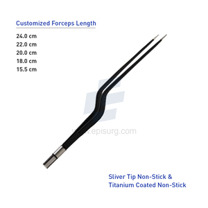 Yasargil patrón europeo enchufe plano ajuste antiadherente punta plateada pinzas bipolares reutilizable OEM instrumento veterinario - Product Image 3