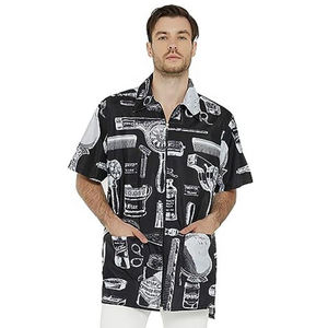 Màu Đỏ Cổ Điển Cắt Tóc Dây Kéo Áo Khoác Với Barber Cực Logo Và Tùy Chỉnh Tên Thêu Chất Lượng Cao Mang Nhãn Hiệu Cắt Tóc Smocks/Áo Khoác - Product Image 2