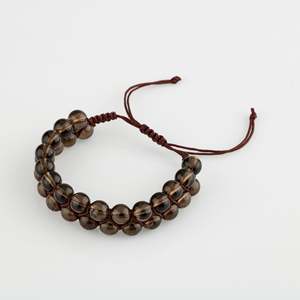 Bracciale in Macramè con Doppia Fila di Quarzo Fumé 8mm, Pietra Naturale - Product Image 2