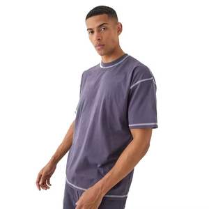 Conjunto de 2 Piezas Unisex de Verano, Shorts y Camisa de Lona Vintage con Bordado Sólido, Cintura Elástica, Antiarrugas, Estilo Gótico Informal - Product Image 3