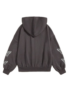 OEM Wholesale Butterfly Print Zip up Hoodie <b>Top</b> Quality Custom Hoodies for Women Custom Unisex Hoodies - Product Image 2