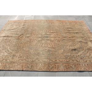 Vintage Turkish Large Rug 5.9x8.6 ft, <b>Brown</b> Pink Southwestern <b>Wool</b> Rug - Product Image 3