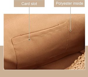 กระเป๋าโท้ทฟางสำหรับผู้หญิง, กระเป๋าสะพายไหล่สไตล์โบฮีเมียนความจุขนาดใหญ่กระเป๋าชายหาดพร้อมซับใน - Product Image 5