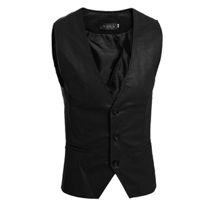 Gilet en cuir véritable personnalisé 2024 pour hommes, style décontracté avec décoration de boutons, respirant et prix d'hiver - Product Image 5