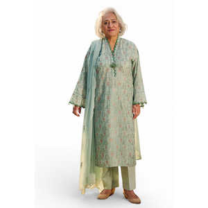 Conjunto de Traje de 3 Piezas para Mujer, Bordado, 100% Algodón, Estampado Floral, con Dupatta de Chifón Bordado, Corte Holgado PM-62048 - Product Image 1