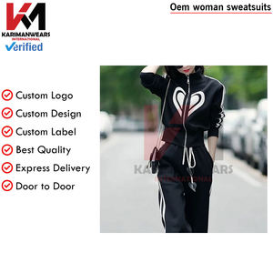 Survêtements 2 pièces décontractés pour femmes printemps automne avec fermeture éclair sweats à col montant tenues de mode vêtements de sport coupe ample - Product Image 3