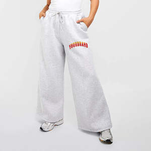 Pantalons de survêtement pour femmes de haute qualité, style ample évasé, streetwear léger, taille élastique, poches latérales, 100% coton - Product Image 6