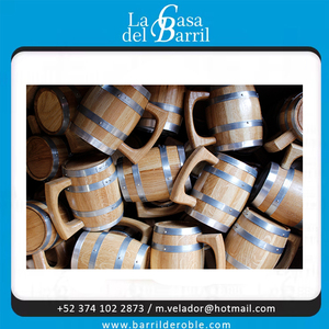 Tarro de almacenamiento de madera Premium de 500ml con mango de aluminio y anillos galvanizados dobles para cerveza Espacios rústicos y modernos - Product Image 6