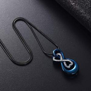 Blue Infinity Love Urn Pendant Stainless Steel Snake Chain Cremation Jewelry <b>for</b> <b>Ashes</b> Woman <b>Keepsake</b> Necklaces Urn Custom Size - Product Image 5
