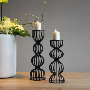 Manufacturer of Unique Candlesticks Candle Stand Iron Black Modern Style Customizable Metal Golden Candle Pillar Holder