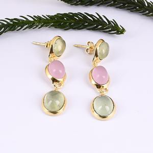 Pendiente de plata esterlina 925, colección de pendientes de piedra múltiple natural - Product Image 1