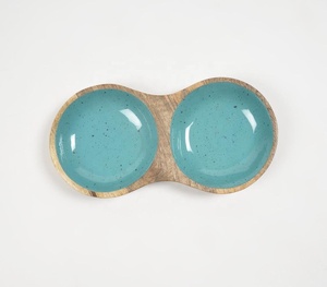 เคลือบสีเขียวขุ่นคู่ไม้ชิปจุ่มชามผู้ผลิตผู้ค้าส่ง - Product Image 3