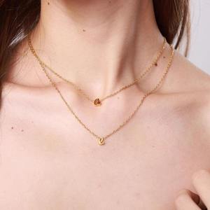 Moda caliente <span class=keywords><strong>minúsculas</strong></span> 26 letras collar joyería de acero inoxidable A -Z letra colgante clavícula cadena DIY collar al por mayor - Product Image 3