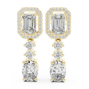 ต่างหูทองคำขาว 14K สำหรับผู้หญิง |   เพชรทรงรีและทรงกลมสังเคราะห์ เกรดพรีเมียม รับรองคุณภาพ สำหรับงานแต่งงาน ฉลองครบรอบ หรือเป็นของขวัญ - Product Image 2