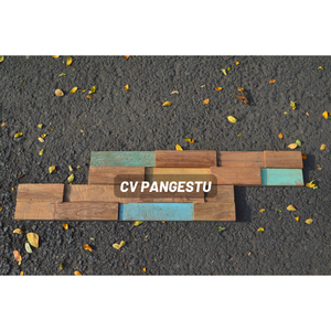 Panel de Pared Acústico Geométrico Moderno de Madera de Teca Reciclada, Revestimiento Sólido Apilado, Estilo Rústico Natural para Interiores de Apartamentos y Hoteles - Product Image 2