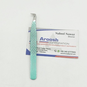 Alta calidad profesional 90 grados Ombre puntiagudo Acero inoxidable diamante agarre extensión de pestañas pinzas logotipo personalizado al por mayor - Product Image 5