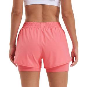 Pantalones cortos de entrenamiento de poliéster 100% transpirables para mujer, pantalones cortos de gimnasio de malla ligera - Product Image 2