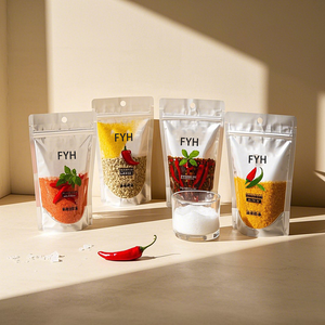 לוגו מותאם אישית מודפס סרט נייר אלומיניום שטוח תחתון שקיות פלסטיק תבלינים שקיות אריזות תבלינים עם חלונות - Product Image 5