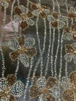 Meilleur Prix Tissu en Maille Brodé Perlé et Zirconé 100% Polyester Fait Main de Luxe Haute Qualité pour Filles Export Direct Inde