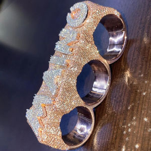 Vente en gros de bagues en argent sterling 925 personnalisées Leb Grown & Diamond Ring Dazzling VVS Clarity Round & Baguette Cut Meilleur rappeur de bijoux - Product Image 4