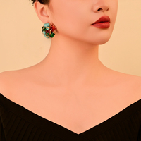 Anting-anting Desainer Minoritas Eropa dan Amerika Abad Pertengahan, Anting-anting Bunga Berwarna-warni Berlapis-lapis, Perhiasan Mode Retro dari Paduan Logam, Hadiah