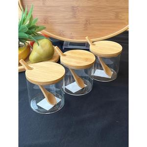 Barattolo di vetro borosilicato chiuso in bambù 450ML