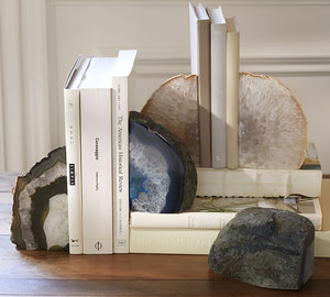 Designer Natural Agate Stone Bookends Nordic Custom Style Handmade Decorative Book <b>Stand</b> Stone Organizer for Study Room Library - Product Image 6