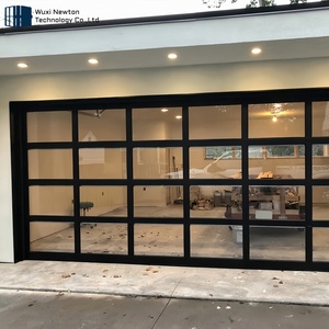 Porte de <span class=keywords><strong>garage</strong></span> sectionnelle en verre sans cadre en alliage d'aluminium automatique commerciale 16x8 pour les maisons - Product Image 5