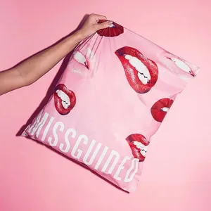 Envelope de plástico personalizado para envio, sacola de correio, cor rosa, sacola poli para postagem, envelope de cor rosa