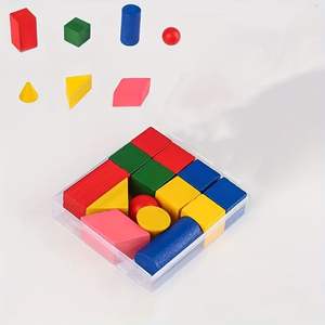 Ensemble géométrique en bois de solides géométriques 3D colorés pour les élèves du primaire Apprentissage précoce pour les enfants Fournisseur direct d'usine - Product Image 5